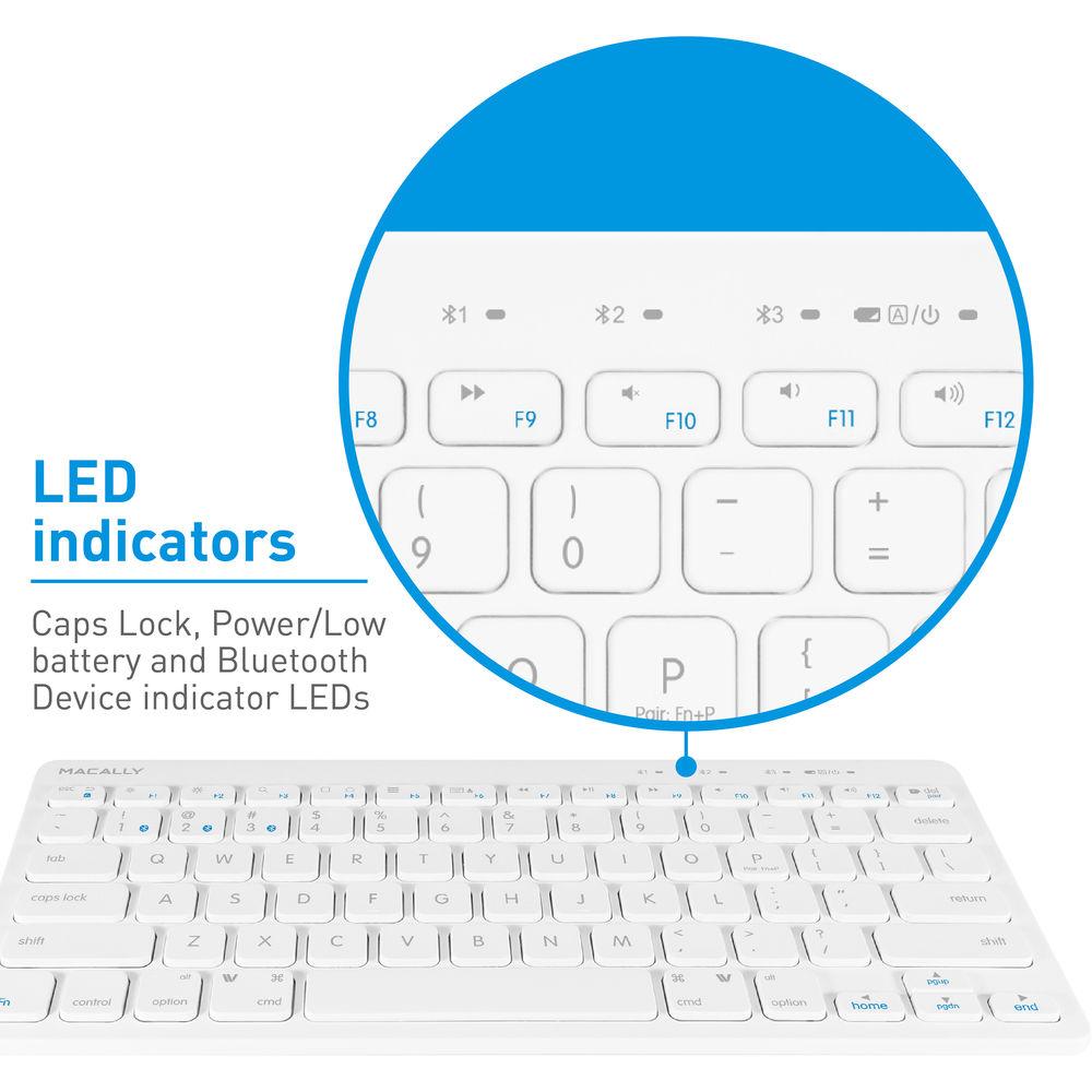 Macally Quick Switch Bluetooth Keyboard for Three Devices