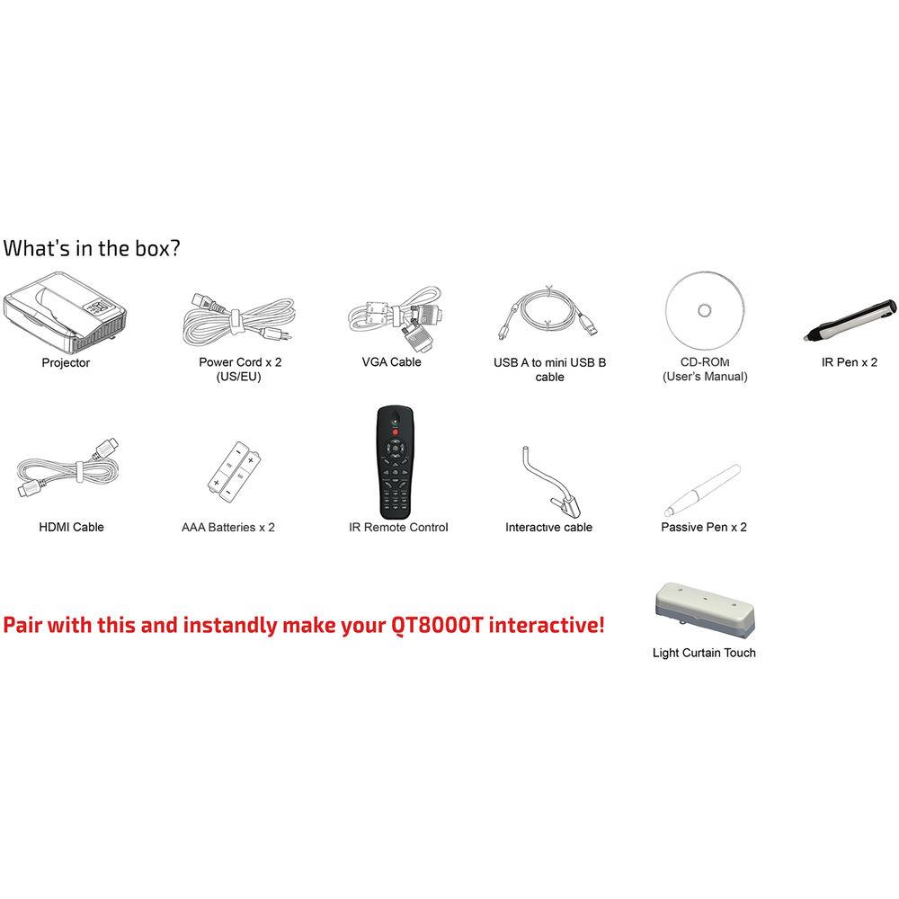 QOMO QP8000T 3300-Lumen WXGA DLP Interactive Laser Projector