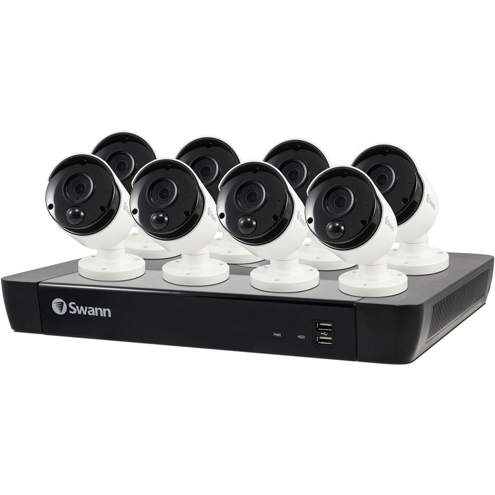 Swann 16-Channel 4K UHD NVR with 2TB HDD & 8 4K Outdoor Night Vision Bullet Cameras with Audio
