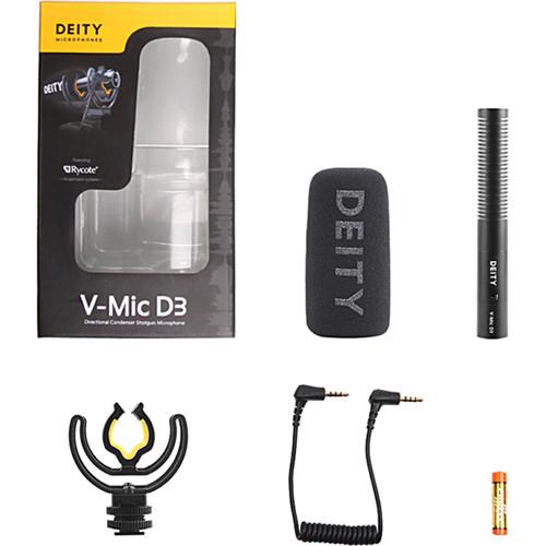 Deity Microphones V-Mic D3 Supercardioid On-Camera Shotgun Microphone with Rycote Suspension, Deity, Microphones, V-Mic, D3, Supercardioid, On-Camera, Shotgun, Microphone, with, Rycote, Suspension
