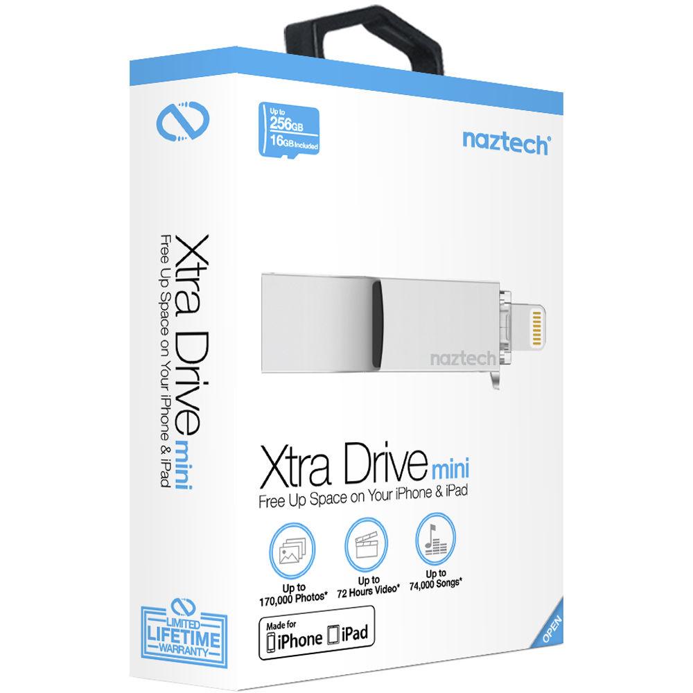 Naztech Xtra Drive Mini microSD Card Reader with Lightning & USB Type-A