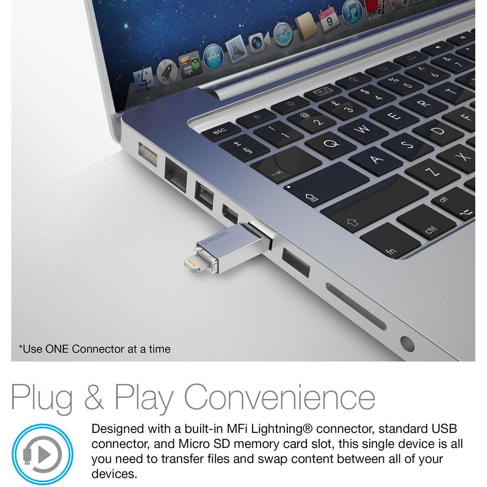 Naztech Xtra Drive Mini microSD Card Reader with Lightning & USB Type-A