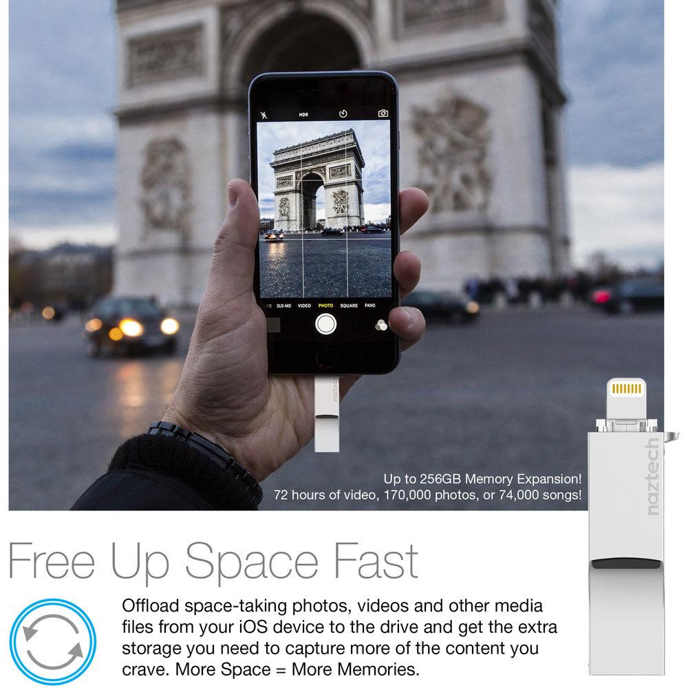 Naztech Xtra Drive Mini microSD Card Reader with Lightning & USB Type-A