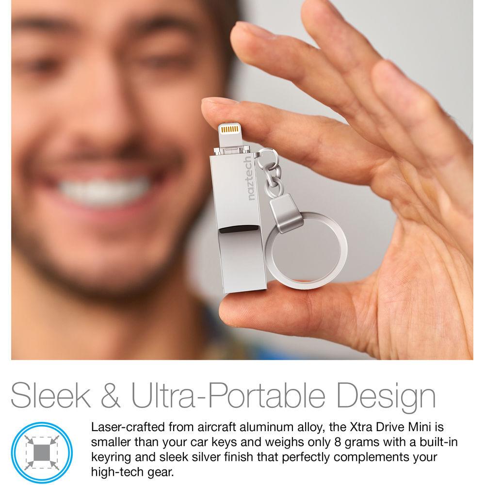 Naztech Xtra Drive Mini microSD Card Reader with Lightning & USB Type-A