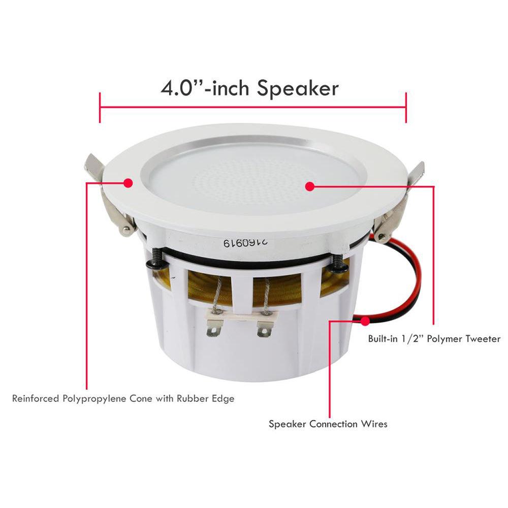 Pyle Pro PDIC4 4" Ceiling Wall 160W 2-Way Aluminum Frame Speakers
