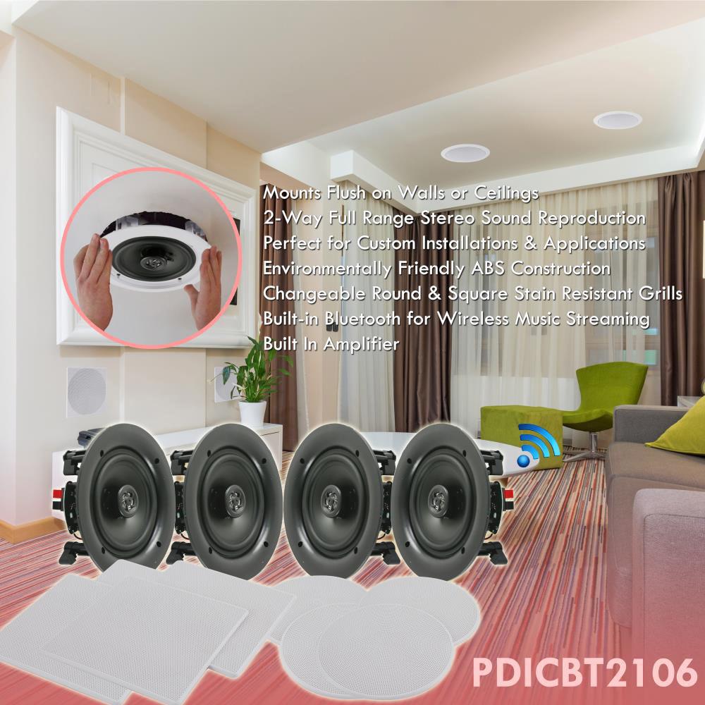 Pyle Pro PDICBT2106 4 x 10" Bluetooth Ceiling Wall Speaker Kit