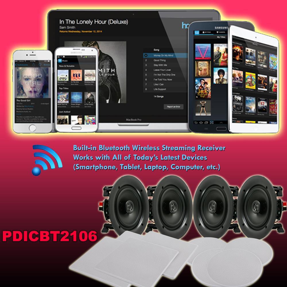 Pyle Pro PDICBT2106 4 x 10" Bluetooth Ceiling Wall Speaker Kit
