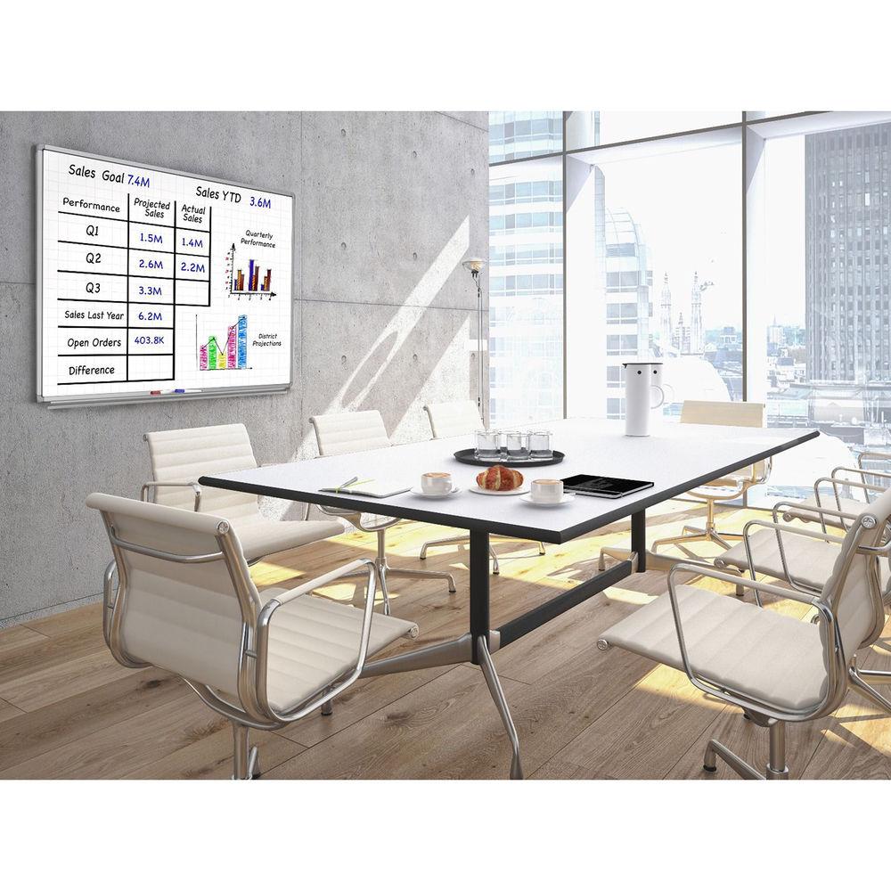 Luxor 48 x 36" Wall-Mounted Magnetic Ghost Grid Whiteboard