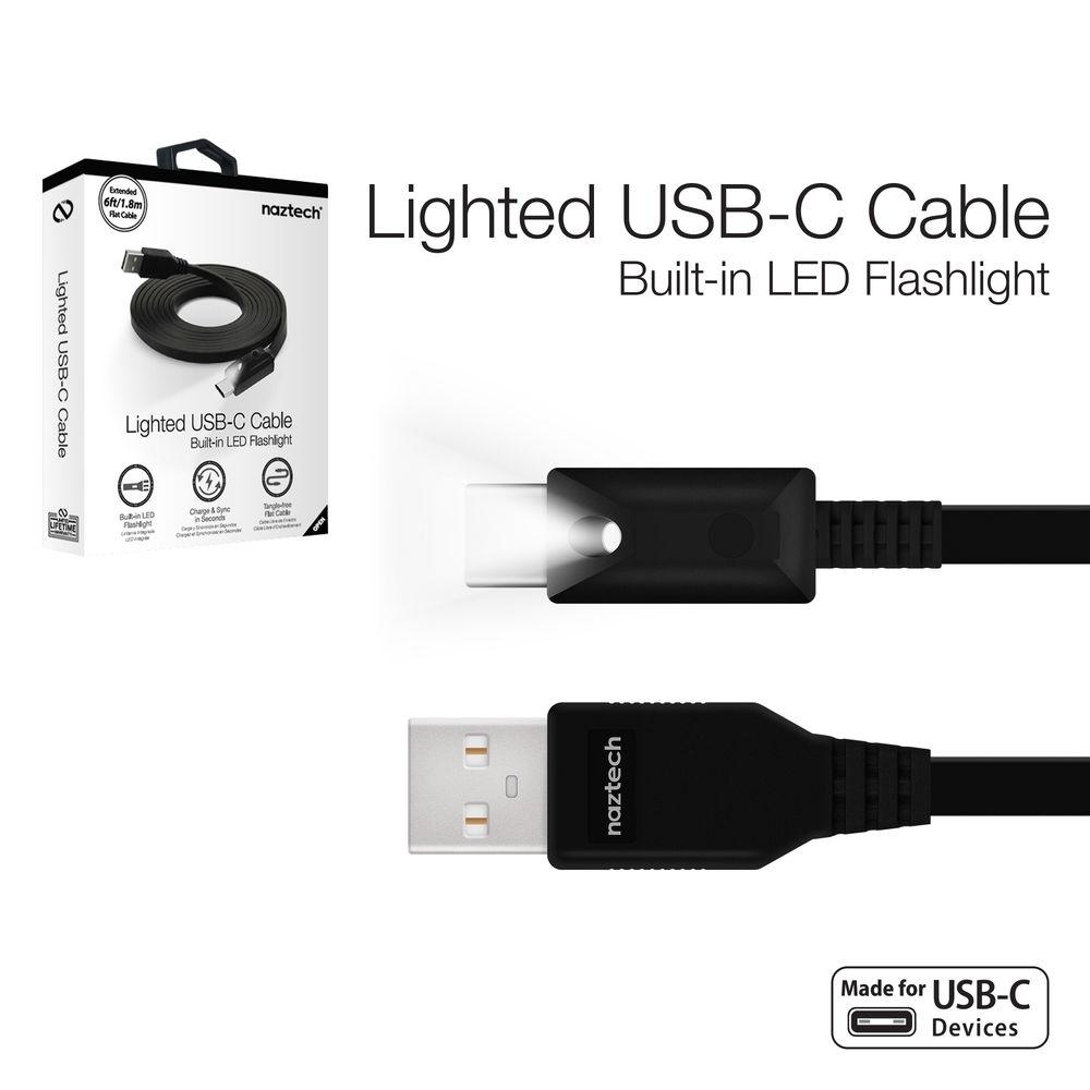 Naztech USB Type-C to Type-A Charge Sync Cable with LED Light