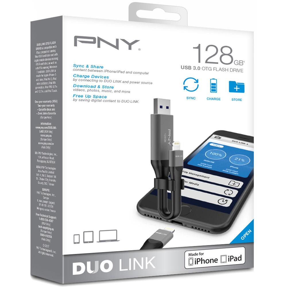 PNY Technologies DUO LINK USB 3.0 OTG Flash Drive for iPhone & iPad