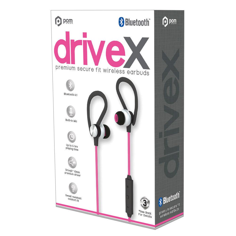 POM GEAR PRO2GO DriveX Premium Secure Fit Wireless Bluetooth Earbuds