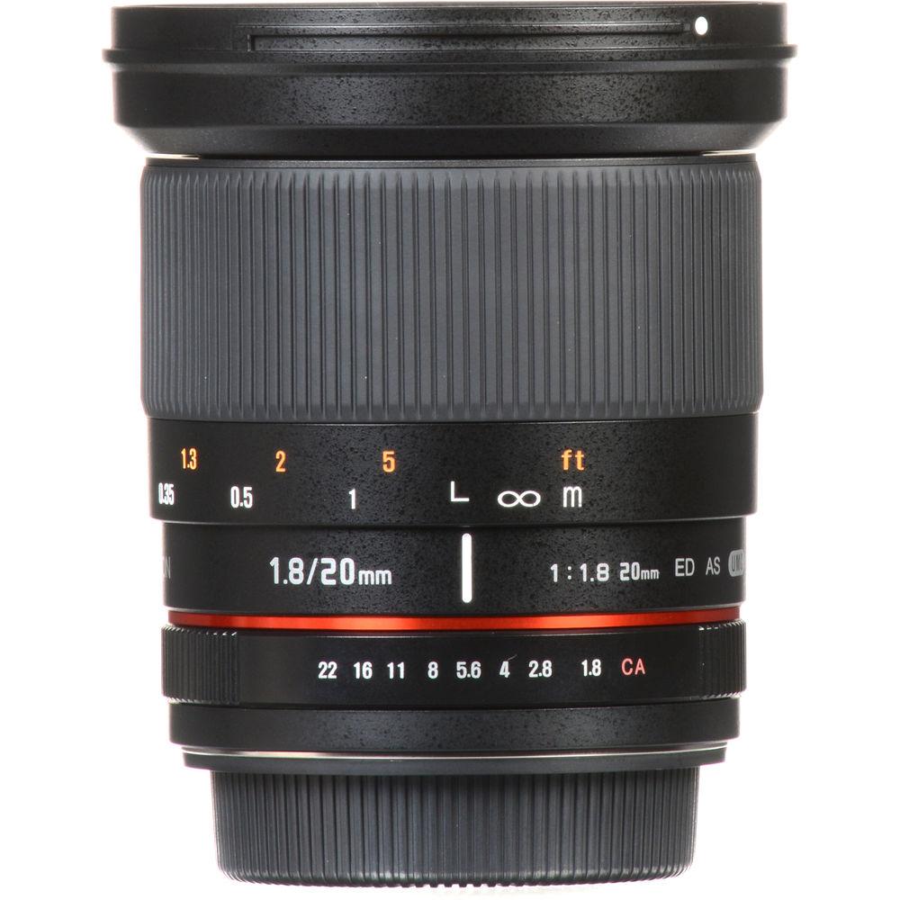 Rokinon 20mm f 1.8 ED AS UMC Lens for Canon EF