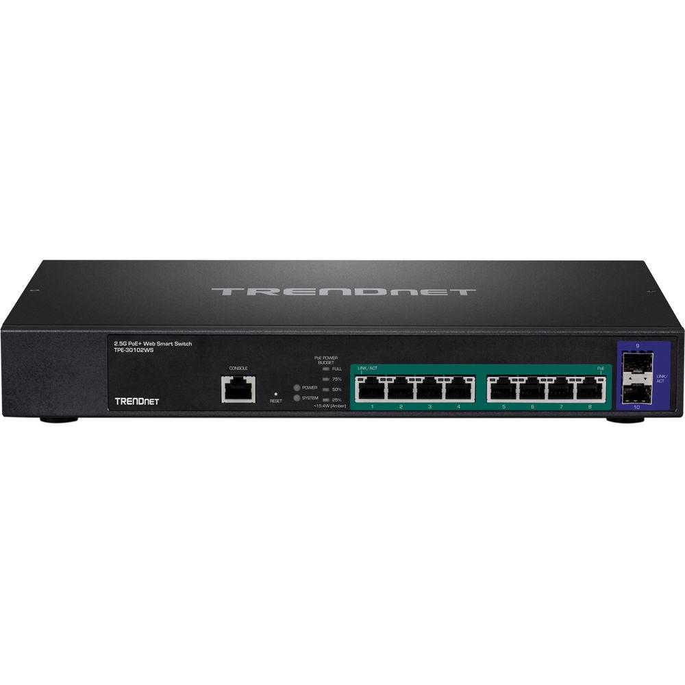 TRENDnet TPE-30102WS 10-Port 2.5GBASE-T PoE Web Smart Switch with 2 x 10G SFP Slots