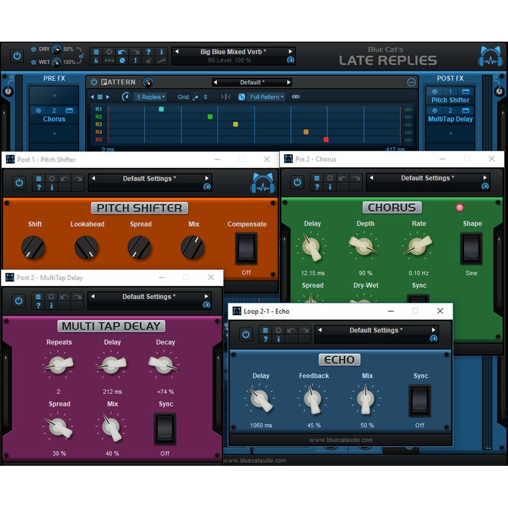 Blue Cat Audio Late Replies - Delay and Multi-Effects Processor with AU VST Plug-in Hosting