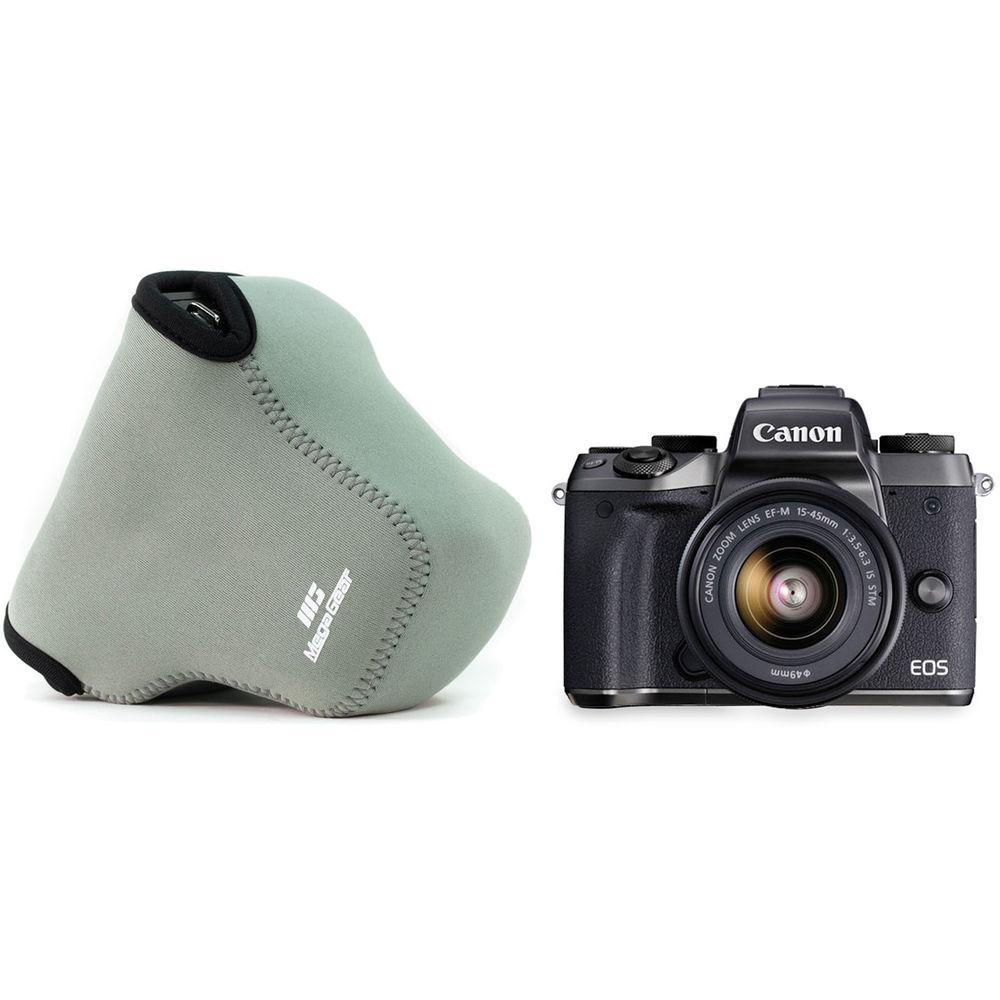 MegaGear MG1037 Ultra Light Neoprene Case with Carabiner for Canon EOS M5 with 15-45mm