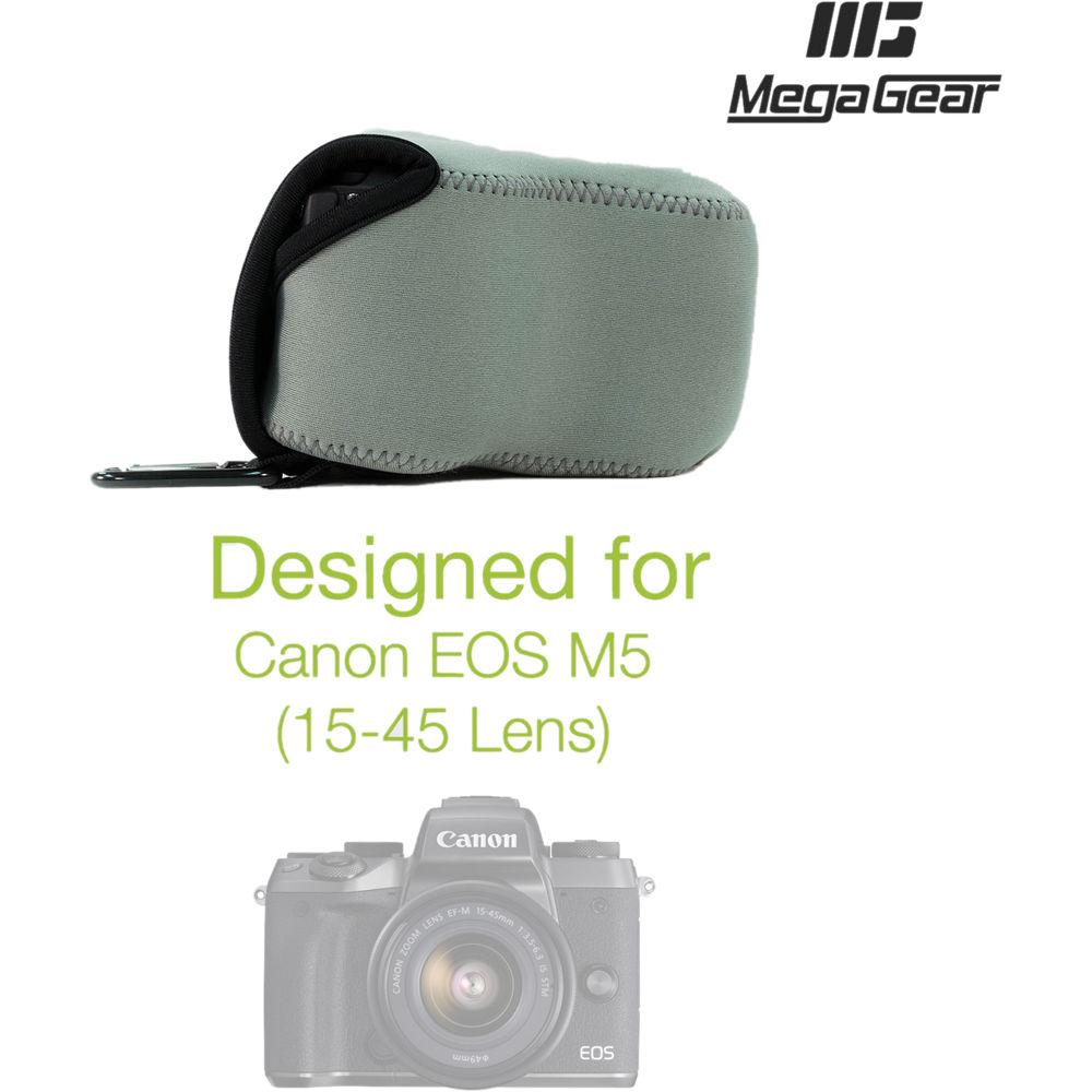 MegaGear MG1037 Ultra Light Neoprene Case with Carabiner for Canon EOS M5 with 15-45mm