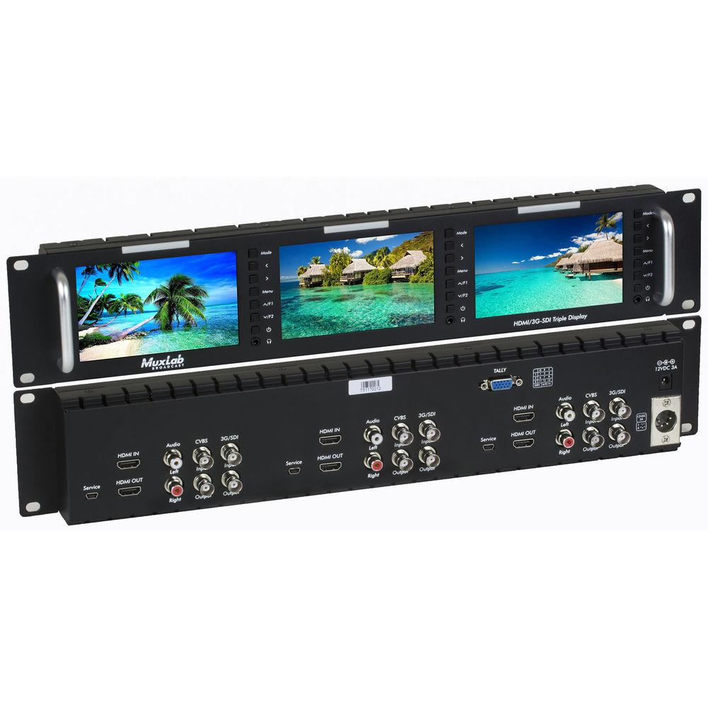 MuxLab 5" HDMI 3G-SDI Triple Display Monitor