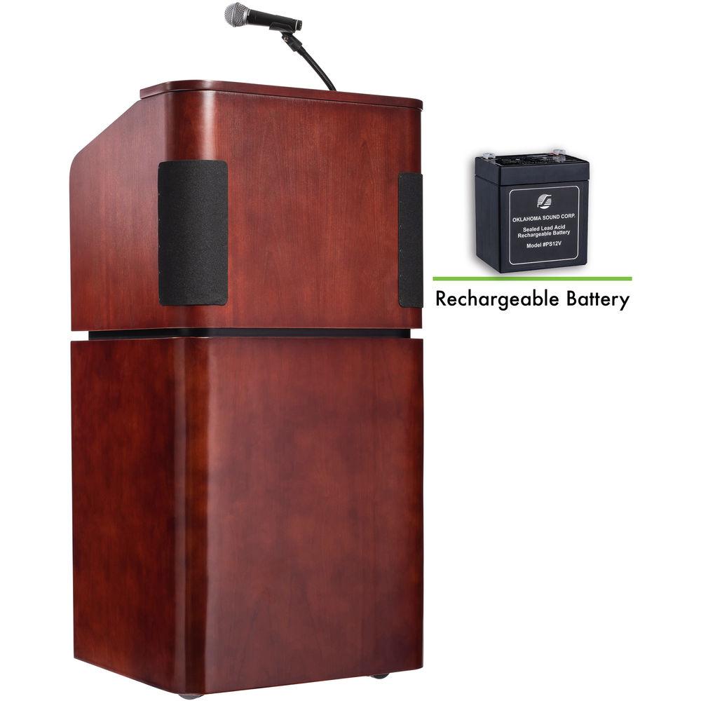 Oklahoma Sound Veneer Contemporary Combo Table Lectern With Sound, Base And Rechargeable Battery
