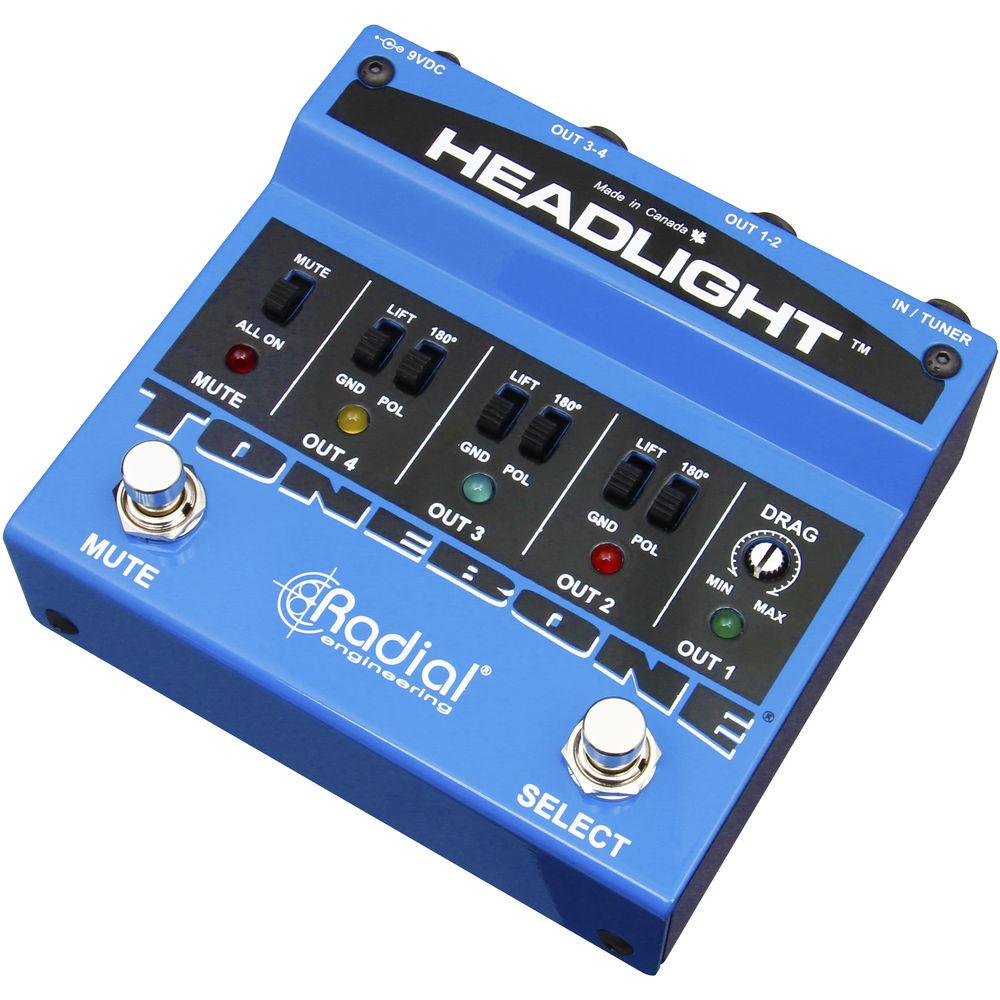 Radial Engineering Headlight Guitar Amp Selector with 4 Outputs and Drag Control