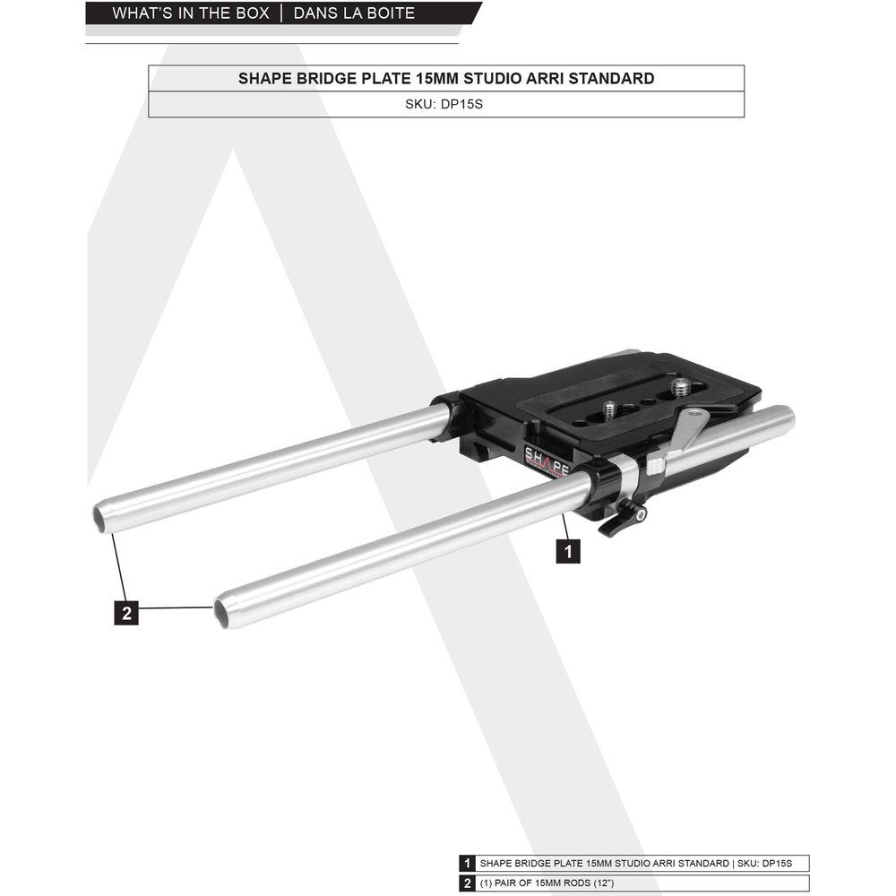 SHAPE ARRI Standard Studio Bridgeplate with 15mm Rods