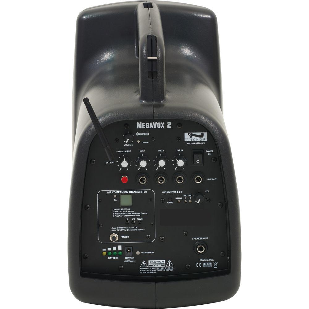 Anchor Audio MEGA2-XU2 MegaVox 2 Portable PA System with Bluetooth, AIR Transmitter & Dual Mic Receiver