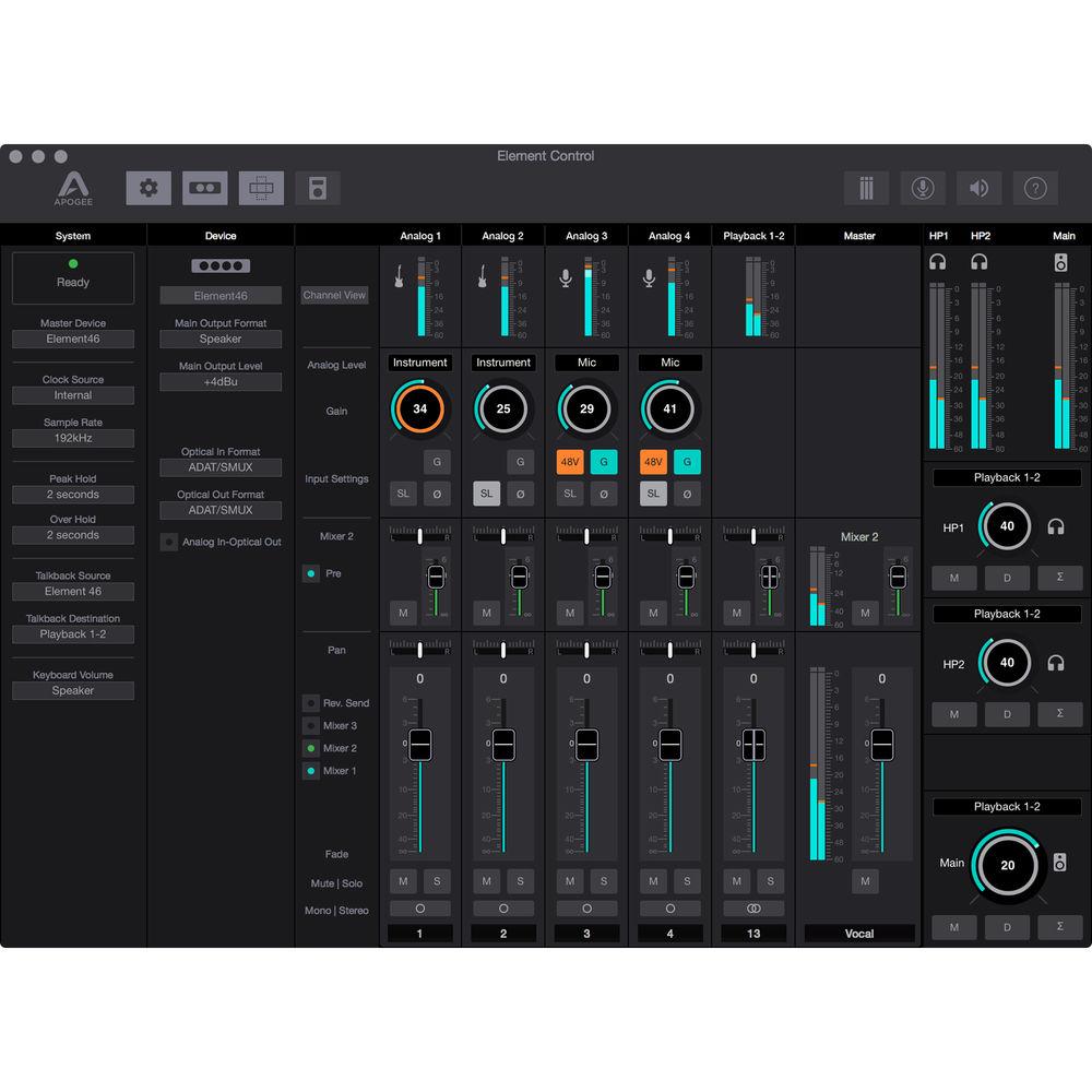 Apogee Electronics Element 46 12x14 Thunderbolt Audio I O Box for Mac