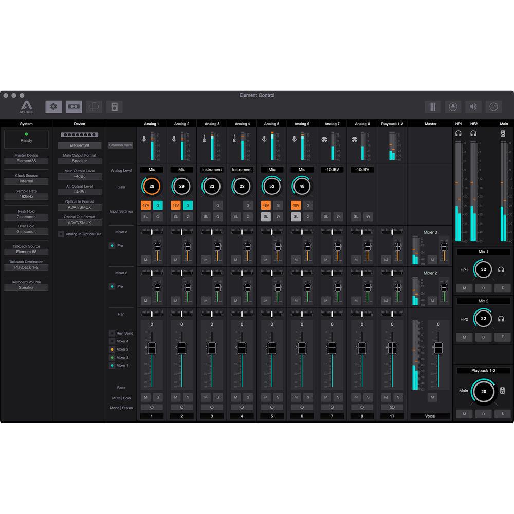 Apogee Electronics Element 88 16x16 Thunderbolt Audio I O Box for Mac