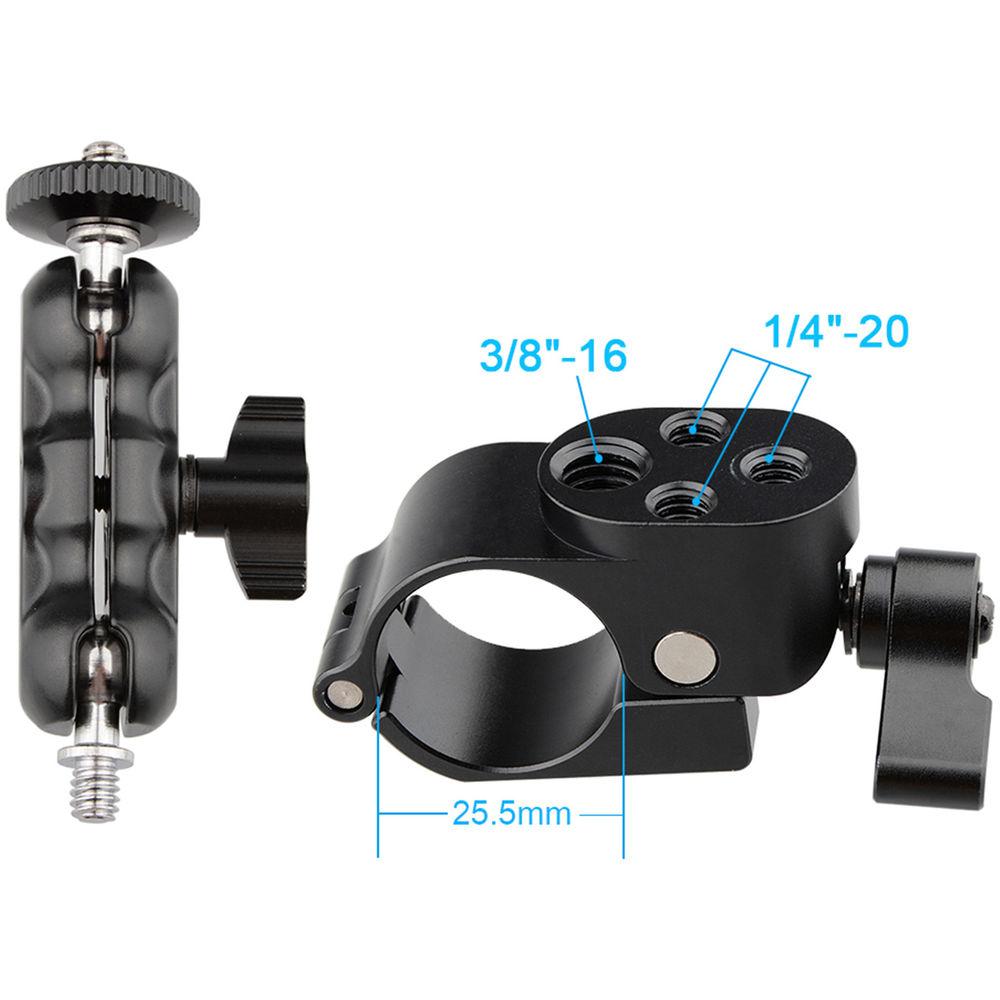 CAMVATE 1 4" 25mm Rod Clamp 360 Degree Swivel Monitor Mount Adapter with Two Black Adjustable Knobs