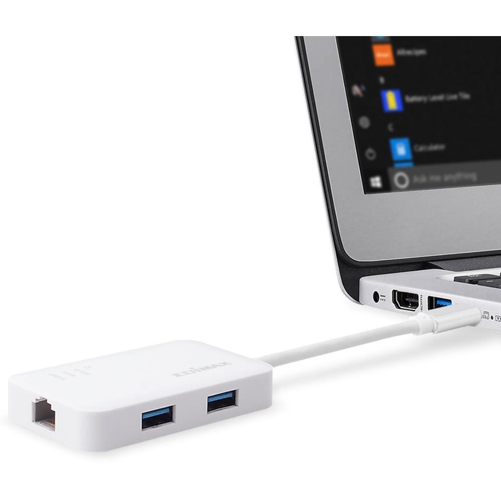 EDIMAX Technology EU-4308 3-Port USB 3.1 Gen 1 Multi-Adapter Hub with Gigabit Ethernet