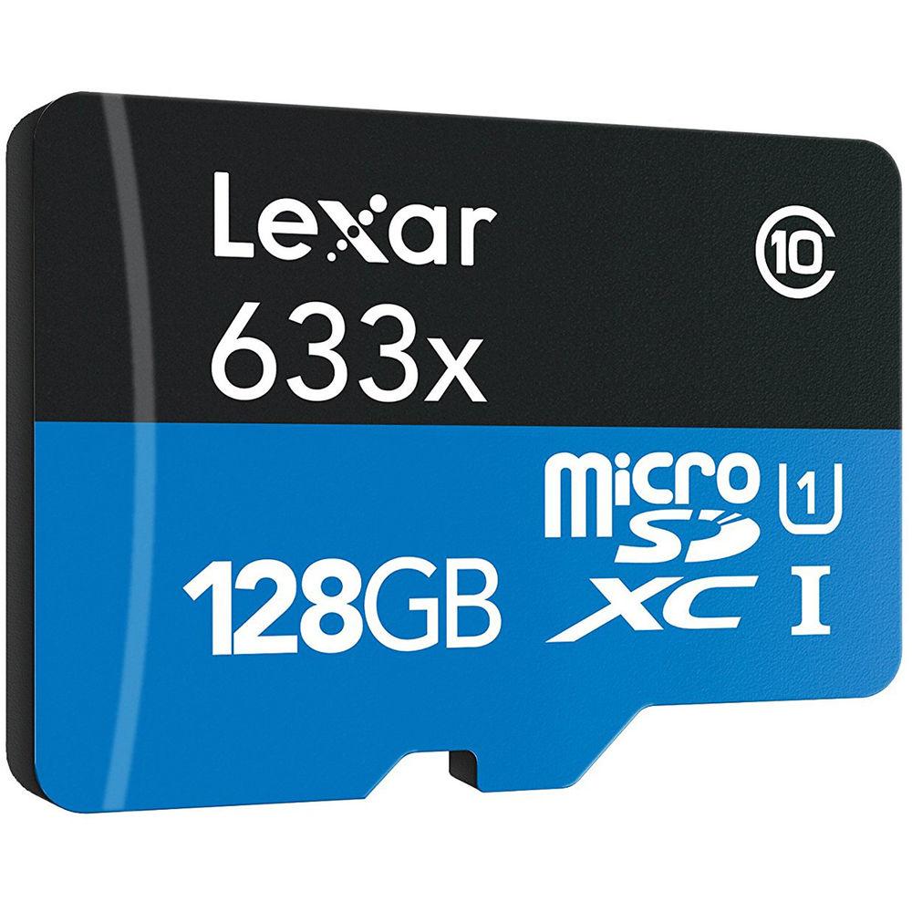 Lexar 128GB High-Performance 633x UHS-I microSDXC Memory Card with SD Adapter