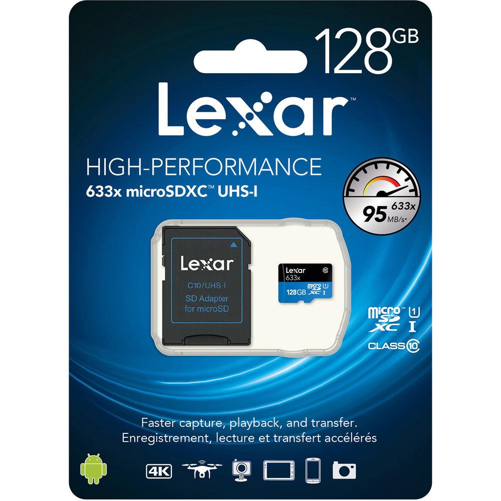 Lexar 128GB High-Performance 633x UHS-I microSDXC Memory Card with SD Adapter