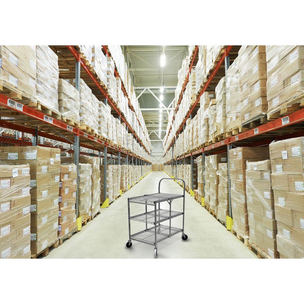 Luxor Three-Shelf Collapsible Wire Utility Cart