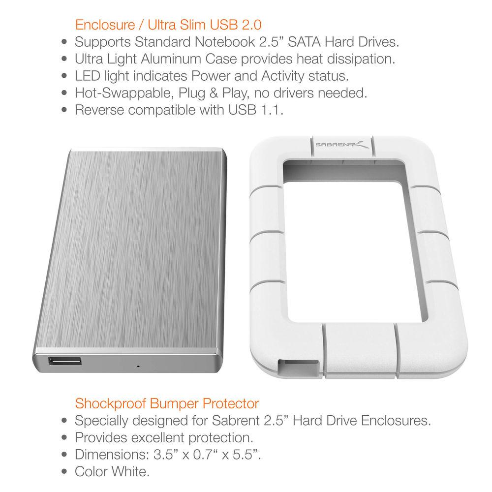 Sabrent 2.5" SATA to USB 2.0 External Hard Drive Enclosure