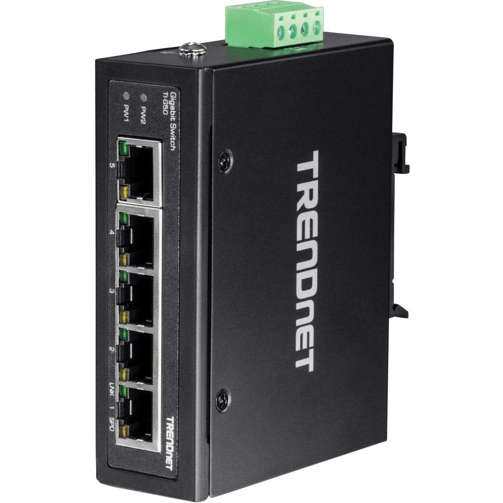 TRENDnet TI-G50 5-Port Hardened Industrial Gigabit DIN-Rail Switch