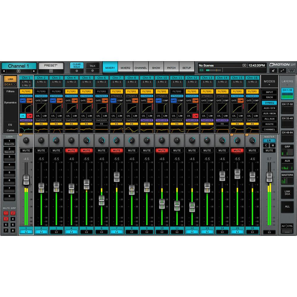 Waves eMotion LV1 16 Stereo Channels - Live Mixer Software