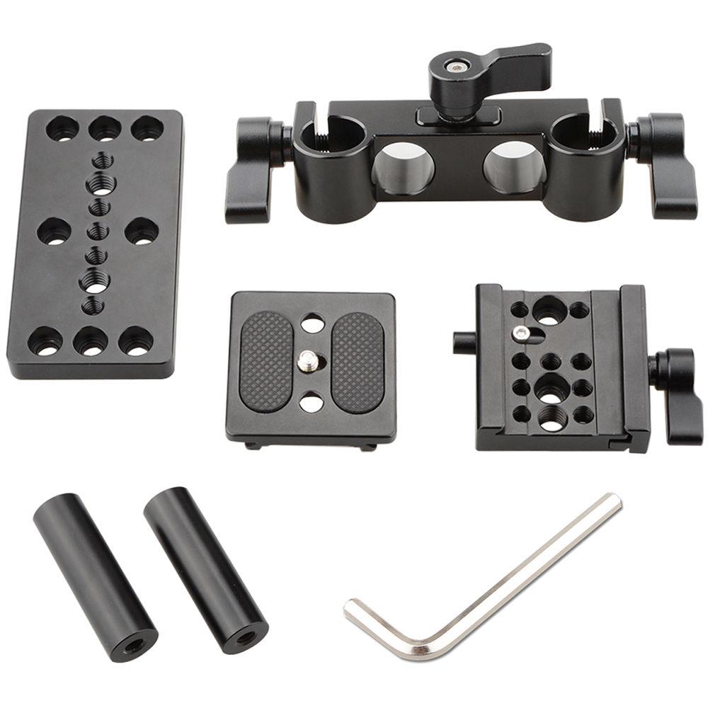 CAMVATE ARCA Style Quick Release Baseplate Pack with Height Adjustable Rod Clamp
