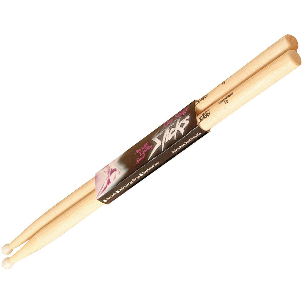 On-Stage Wood Tip Maple Wood 5B Drumsticks