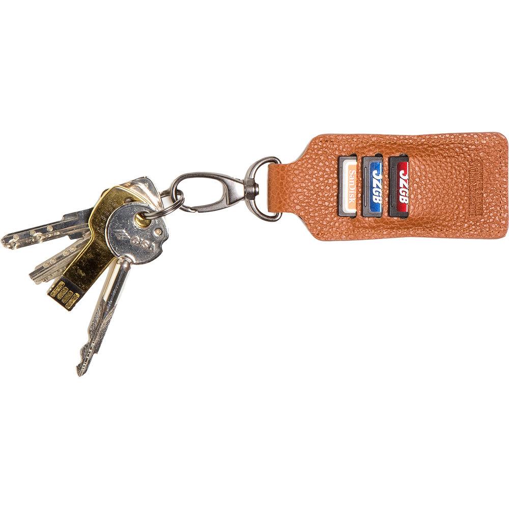 Barber Shop Clipper Leather Key Ring with Three SD Card Holder