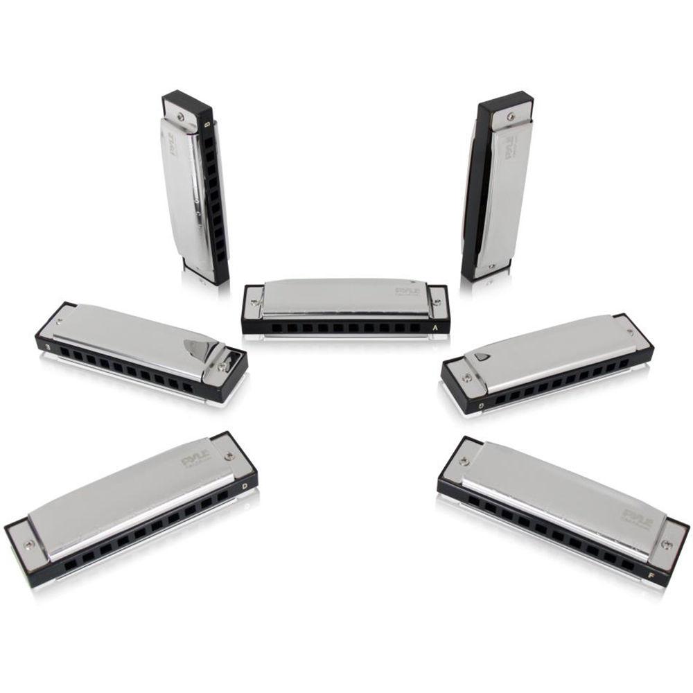 Pyle Pro Kit of Classic Style Diatonic Harmonicas with Stainless Steel Cover Plates