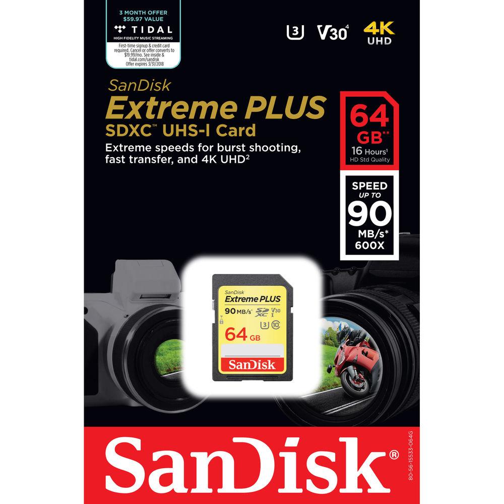 SanDisk 64GB Extreme PLUS UHS-I SDXC Memory Card