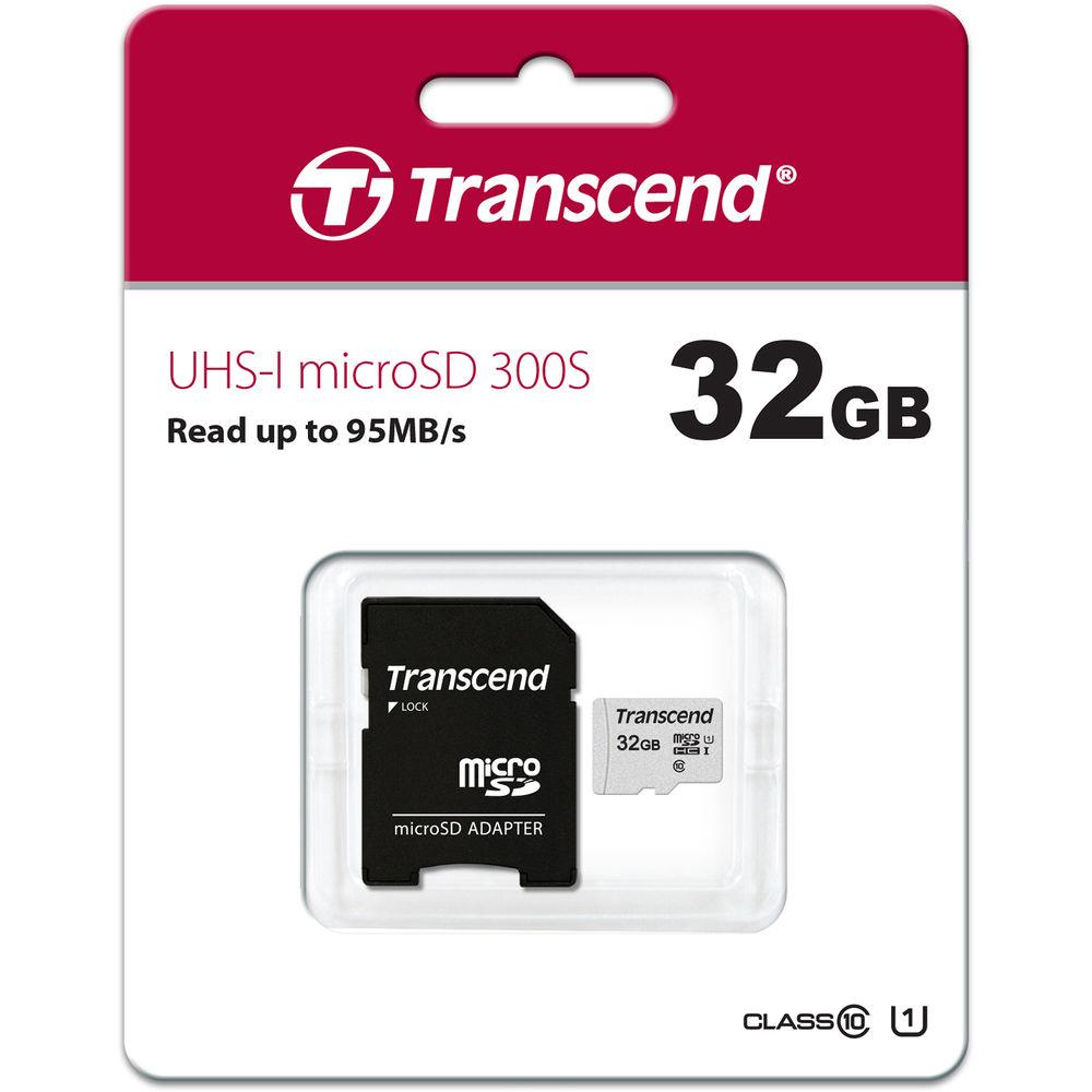 Transcend 32GB 300S UHS-I microSDHC Memory Card with SD Adapter