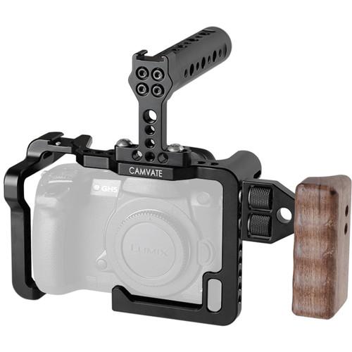 CAMVATE Cage Kit with Handles and Shoe Mounts for Panasonic Lumix GH5