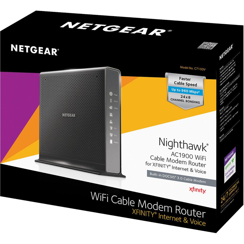 Netgear C7100V Nighthawk DOCSIS 3.0 Cable Modem and Router, Netgear, C7100V, Nighthawk, DOCSIS, 3.0, Cable, Modem, Router