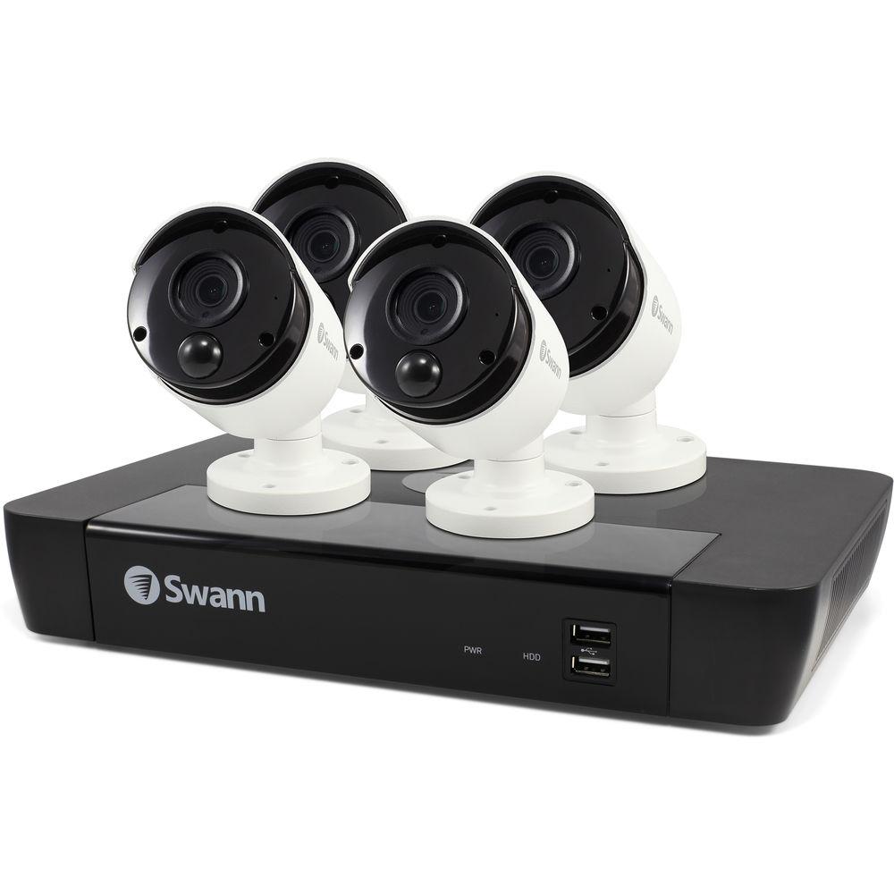 Swann 8-Channel 4K UHD NVR with 2TB HDD & 4 4K Outdoor Night Vision Bullet Cameras