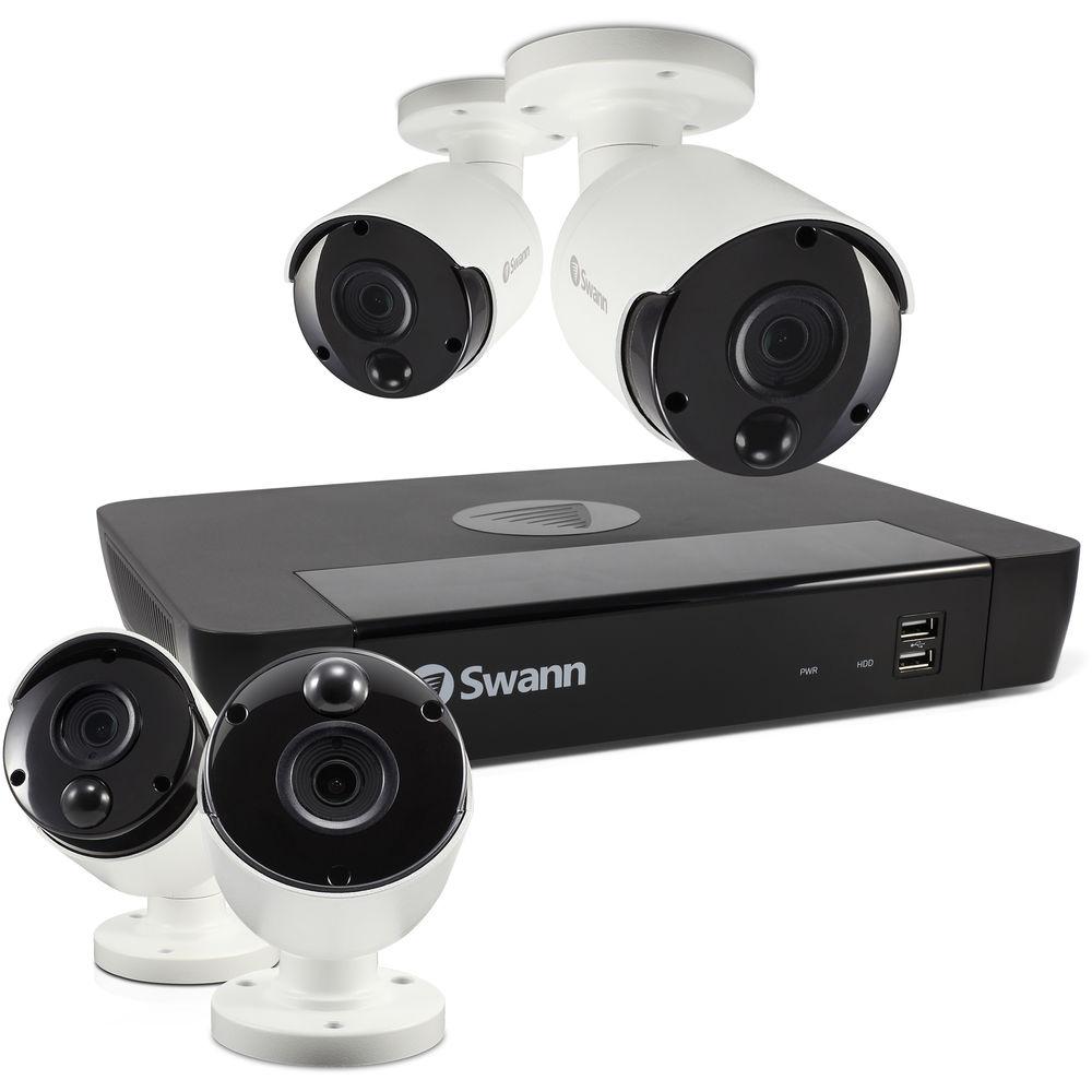 Swann 8-Channel 4K UHD NVR with 2TB HDD & 4 4K Outdoor Night Vision Bullet Cameras
