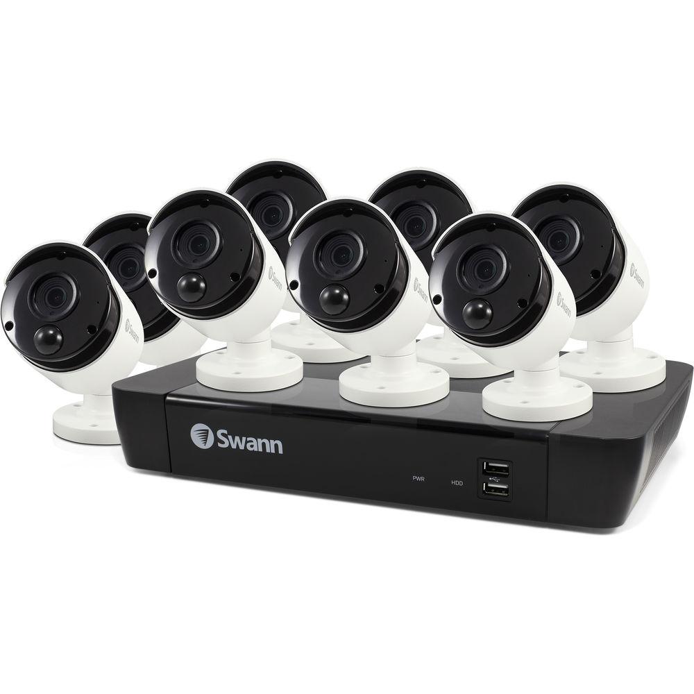 Swann 8-Channel 4K UHD NVR with 2TB HDD & 8 4K Outdoor Night Vision Bullet Cameras