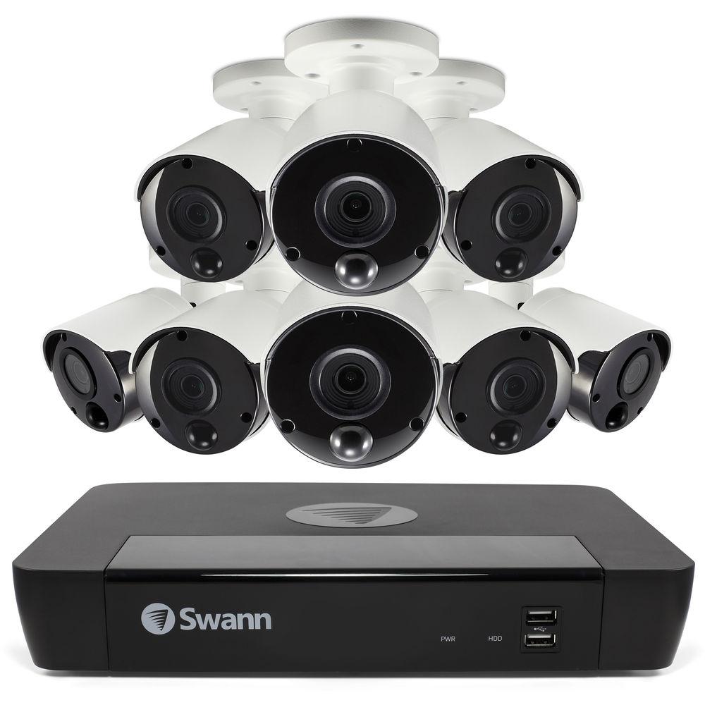 Swann 8-Channel 4K UHD NVR with 2TB HDD & 8 4K Outdoor Night Vision Bullet Cameras