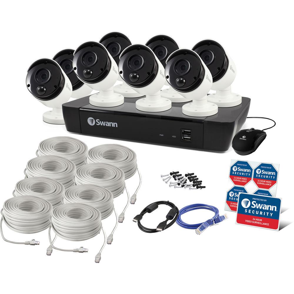 Swann 8-Channel 4K UHD NVR with 2TB HDD & 8 4K Outdoor Night Vision Bullet Cameras