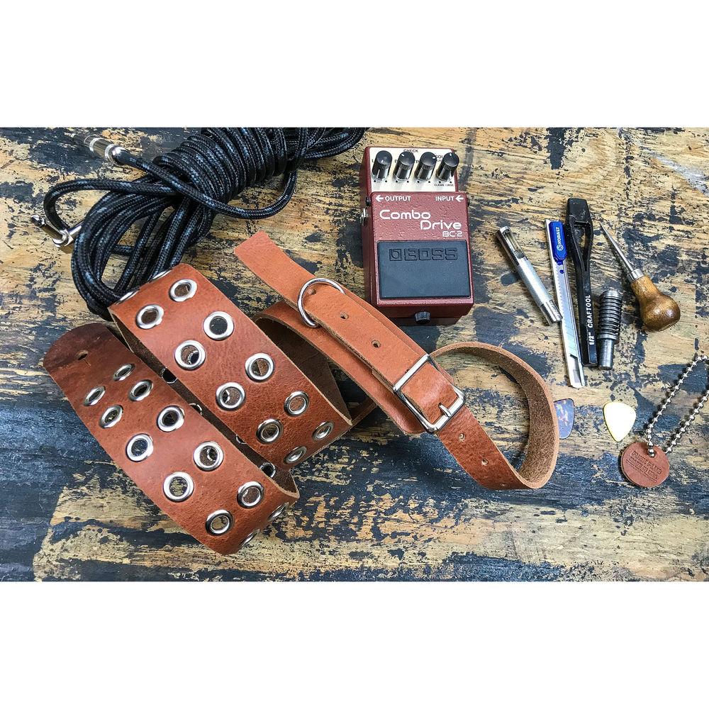 Funk Plus Double Grommet Genuine Premium Leather Guitar Strap with Buckle