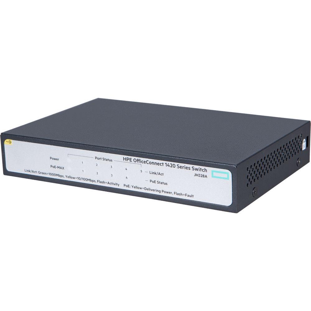 HP OfficeConnect 1420 5-Port Gigabit PoE 32W Unmanaged Switch